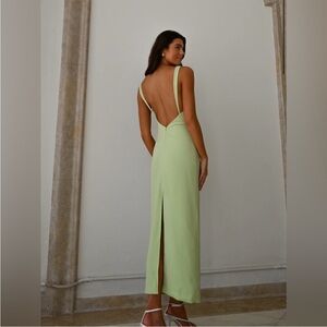 NWT YLLW THE LABEL Remington Maxi Dress Green Size M Backless
